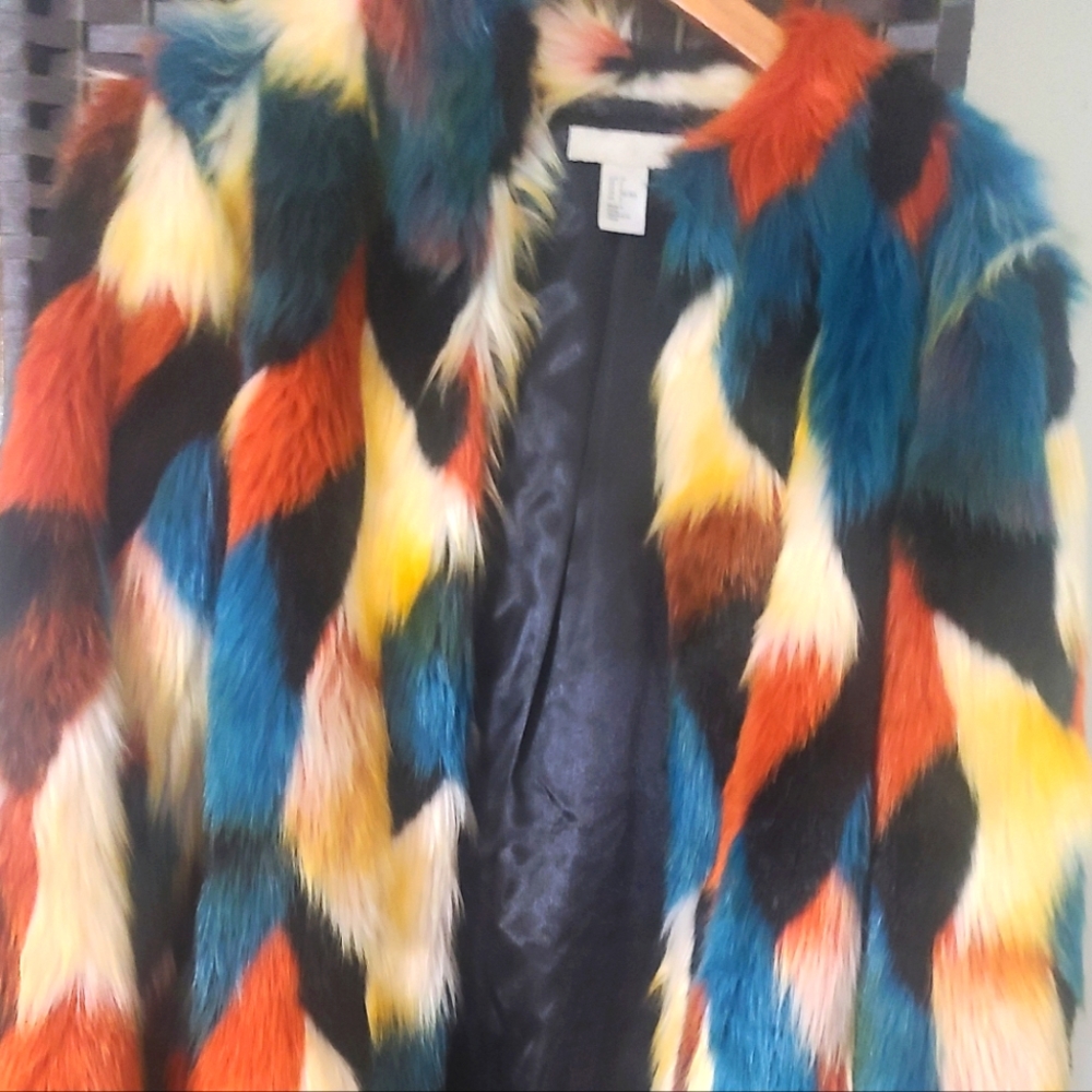 H&M Faux Fur Mulicolored Jacket